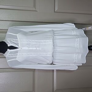 NWT CHORD Off-white long sleeve embroidery boho dress with belt size medium